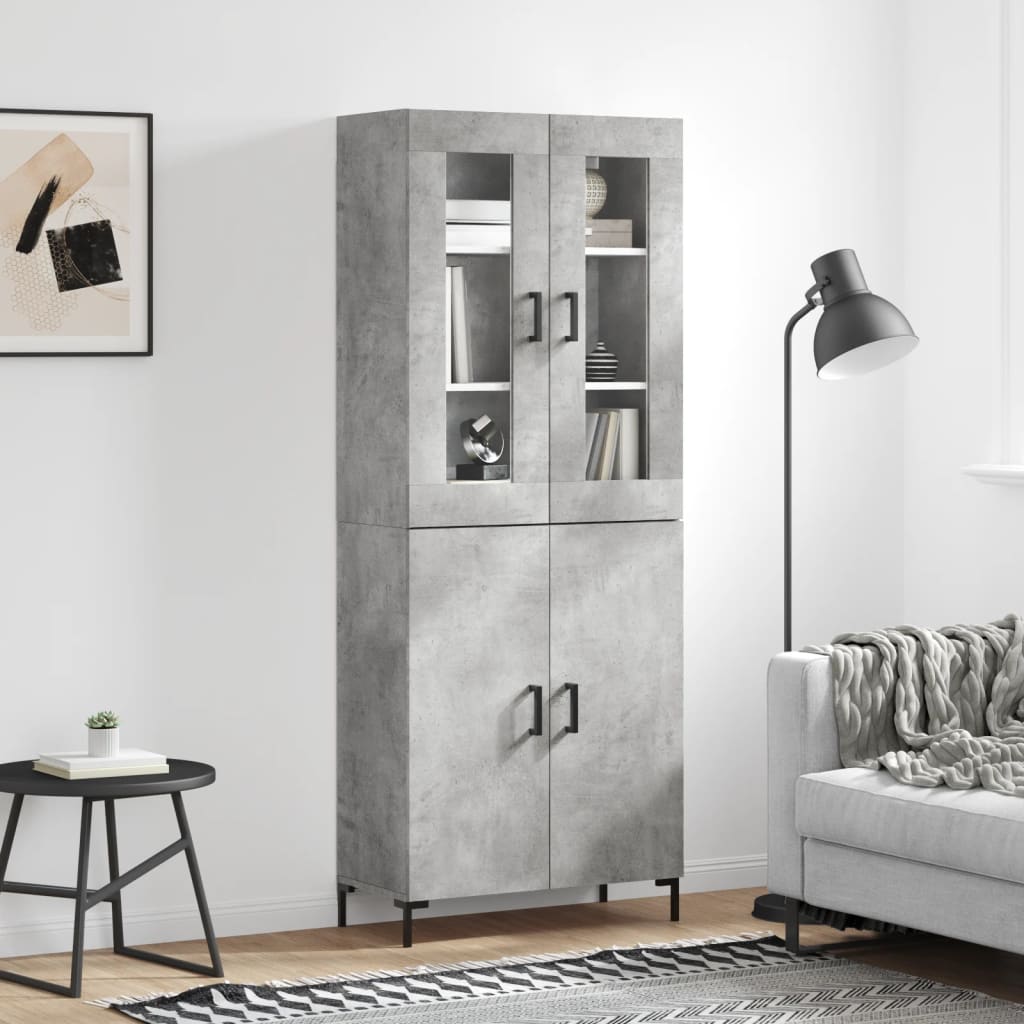 Hoge kast 69,5x34x180 cm bewerkt hout betongrijs is nu te koop bij PeponiXL, paradijselijk wonen!