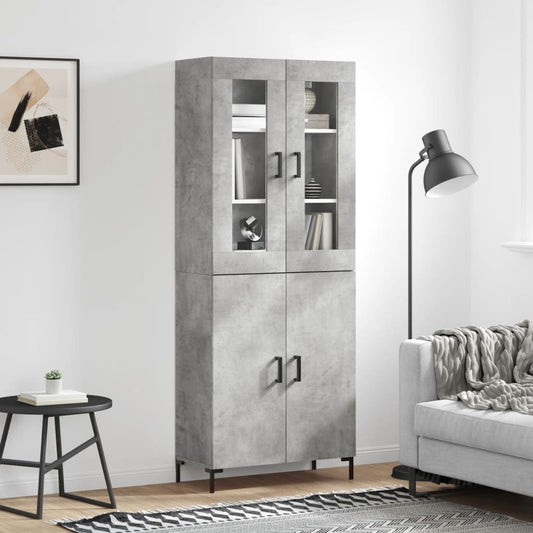 Hoge kast 69,5x34x180 cm bewerkt hout betongrijs is nu te koop bij PeponiXL, paradijselijk wonen!