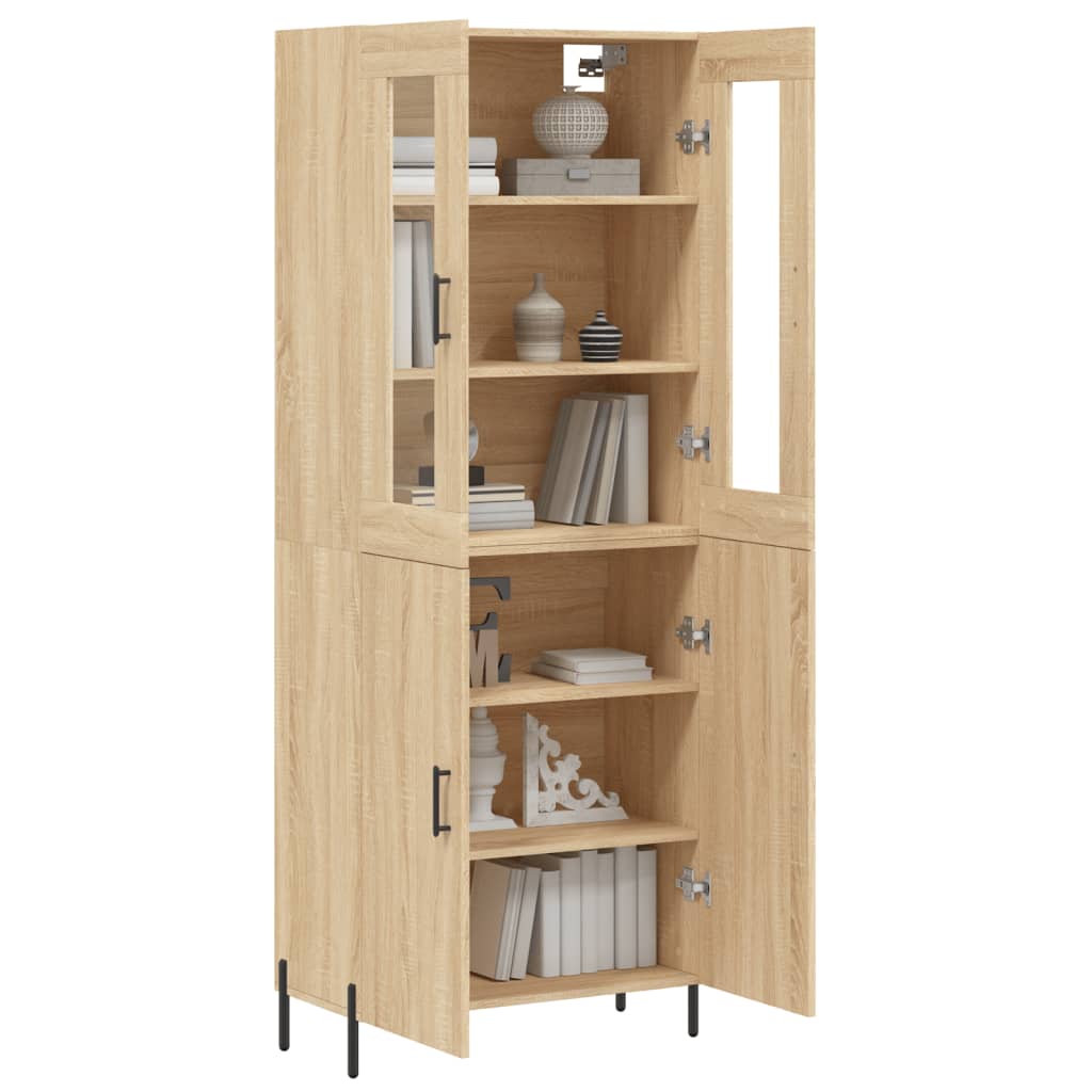 Hoge kast 69,5x34x180 cm bewerkt hout sonoma eikenkleurig is nu te koop bij PeponiXL, paradijselijk wonen!