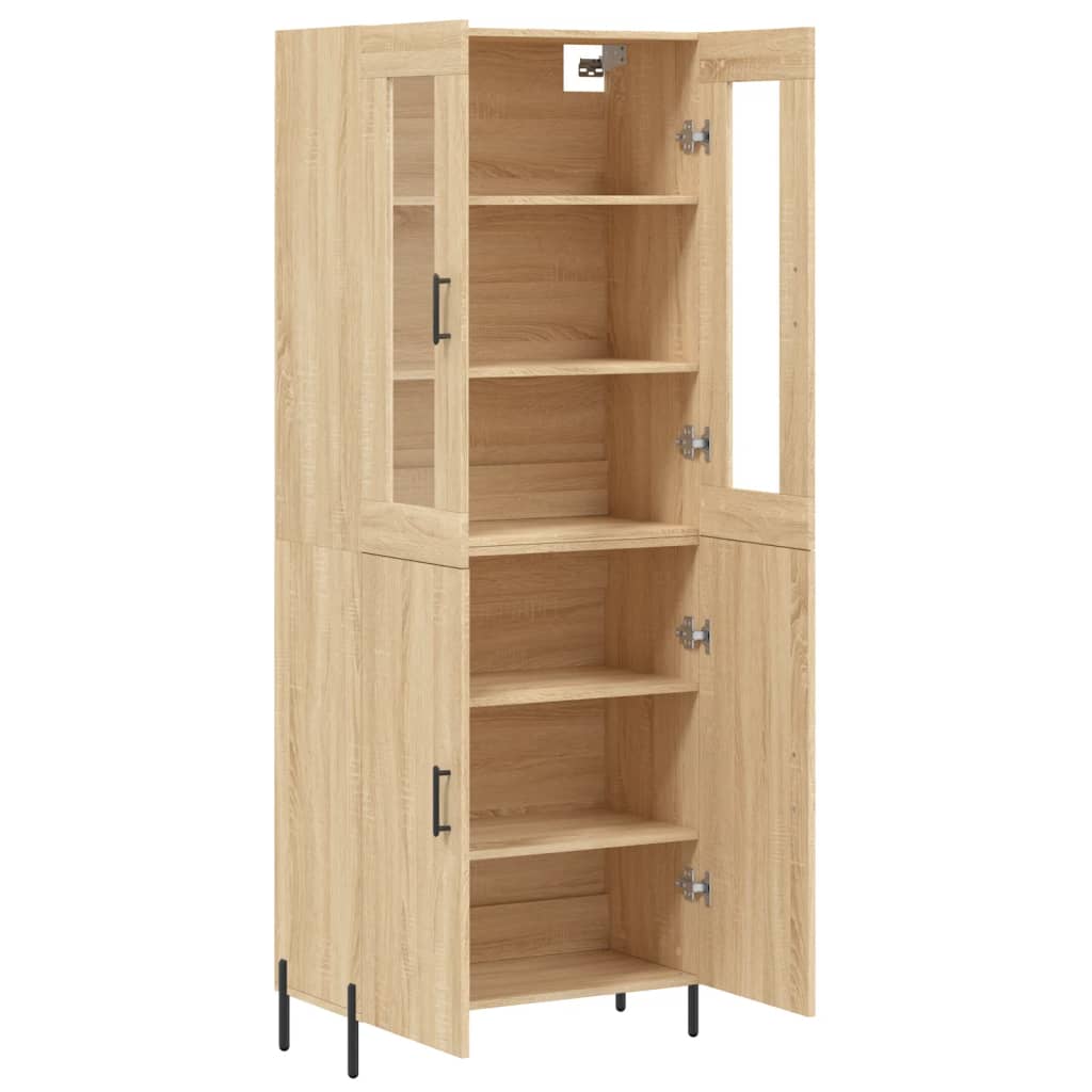 Hoge kast 69,5x34x180 cm bewerkt hout sonoma eikenkleurig is nu te koop bij PeponiXL, paradijselijk wonen!