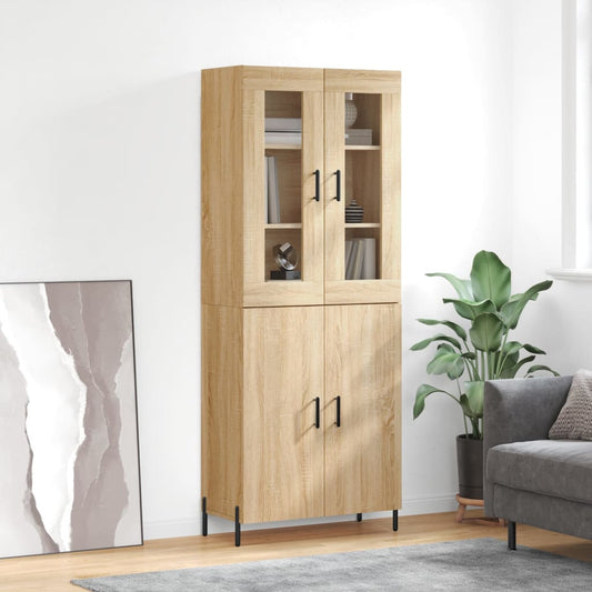 Hoge kast 69,5x34x180 cm bewerkt hout sonoma eikenkleurig is nu te koop bij PeponiXL, paradijselijk wonen!