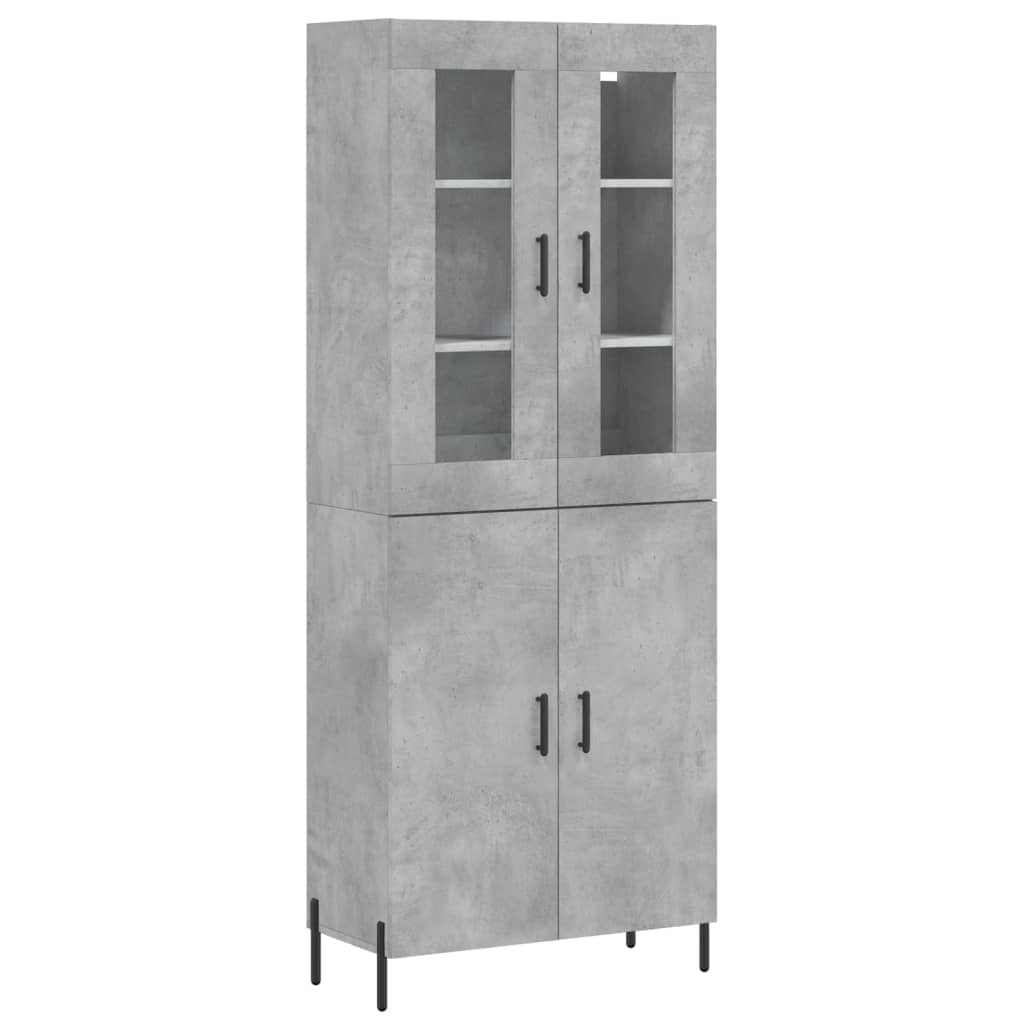 Hoge kast 69,5x34x180 cm bewerkt hout betongrijs is nu te koop bij PeponiXL, paradijselijk wonen!