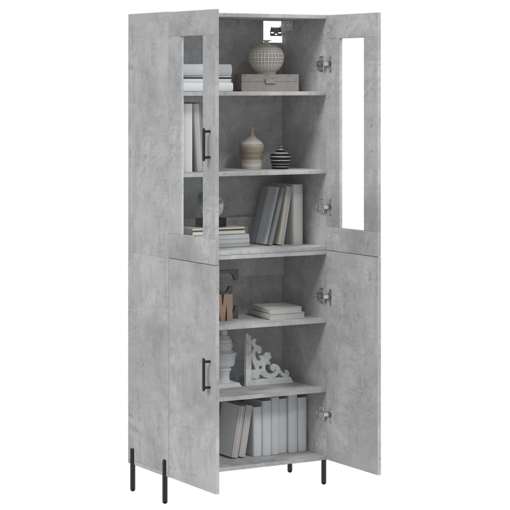 Hoge kast 69,5x34x180 cm bewerkt hout betongrijs is nu te koop bij PeponiXL, paradijselijk wonen!