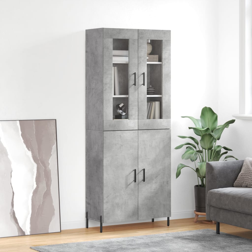 Hoge kast 69,5x34x180 cm bewerkt hout betongrijs is nu te koop bij PeponiXL, paradijselijk wonen!