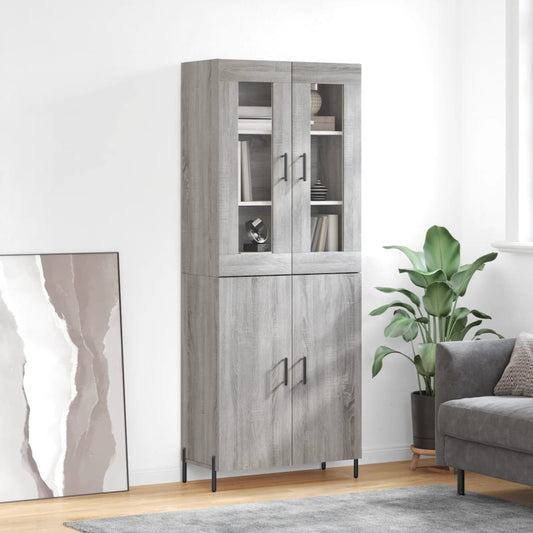 Hoge kast 69,5x34x180 cm bewerkt hout grijs sonoma eikenkleurig is nu te koop bij PeponiXL, paradijselijk wonen!