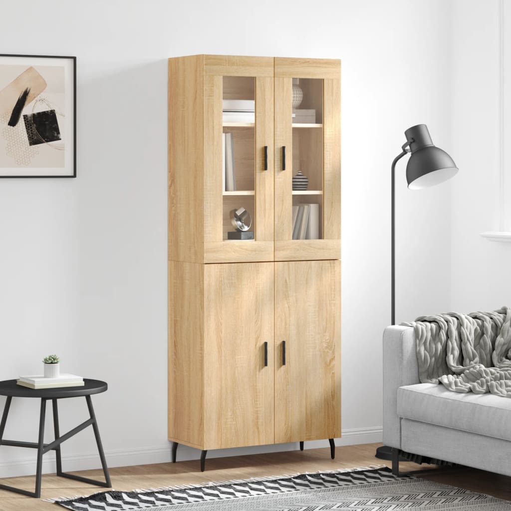Hoge kast 69,5x34x180 cm bewerkt hout sonoma eikenkleurig is nu te koop bij PeponiXL, paradijselijk wonen!