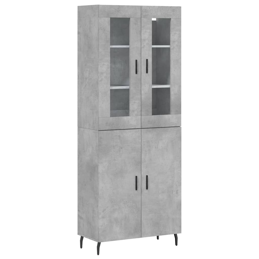 Hoge kast 69,5x34x180 cm bewerkt hout betongrijs is nu te koop bij PeponiXL, paradijselijk wonen!
