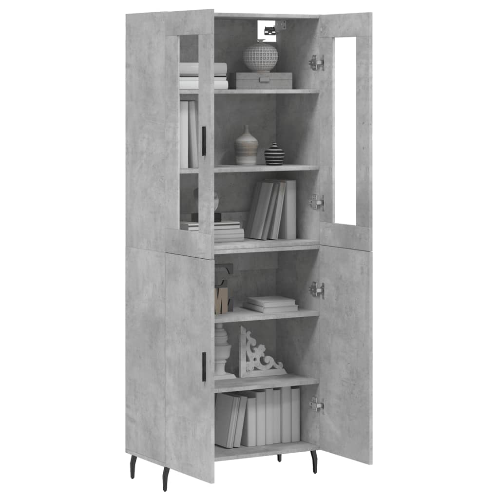 Hoge kast 69,5x34x180 cm bewerkt hout betongrijs is nu te koop bij PeponiXL, paradijselijk wonen!