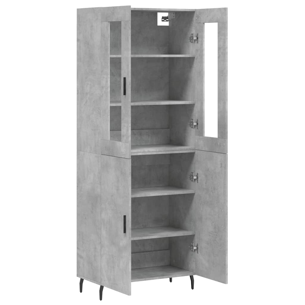 Hoge kast 69,5x34x180 cm bewerkt hout betongrijs is nu te koop bij PeponiXL, paradijselijk wonen!