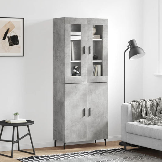 Hoge kast 69,5x34x180 cm bewerkt hout betongrijs is nu te koop bij PeponiXL, paradijselijk wonen!