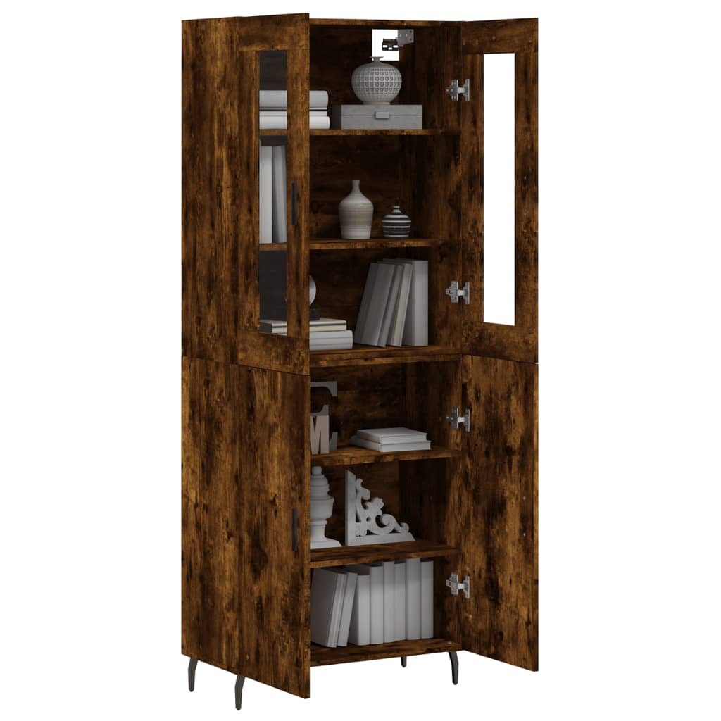 Hoge kast 69,5x34x180 cm bewerkt hout gerookt eikenkleurig is nu te koop bij PeponiXL, paradijselijk wonen!