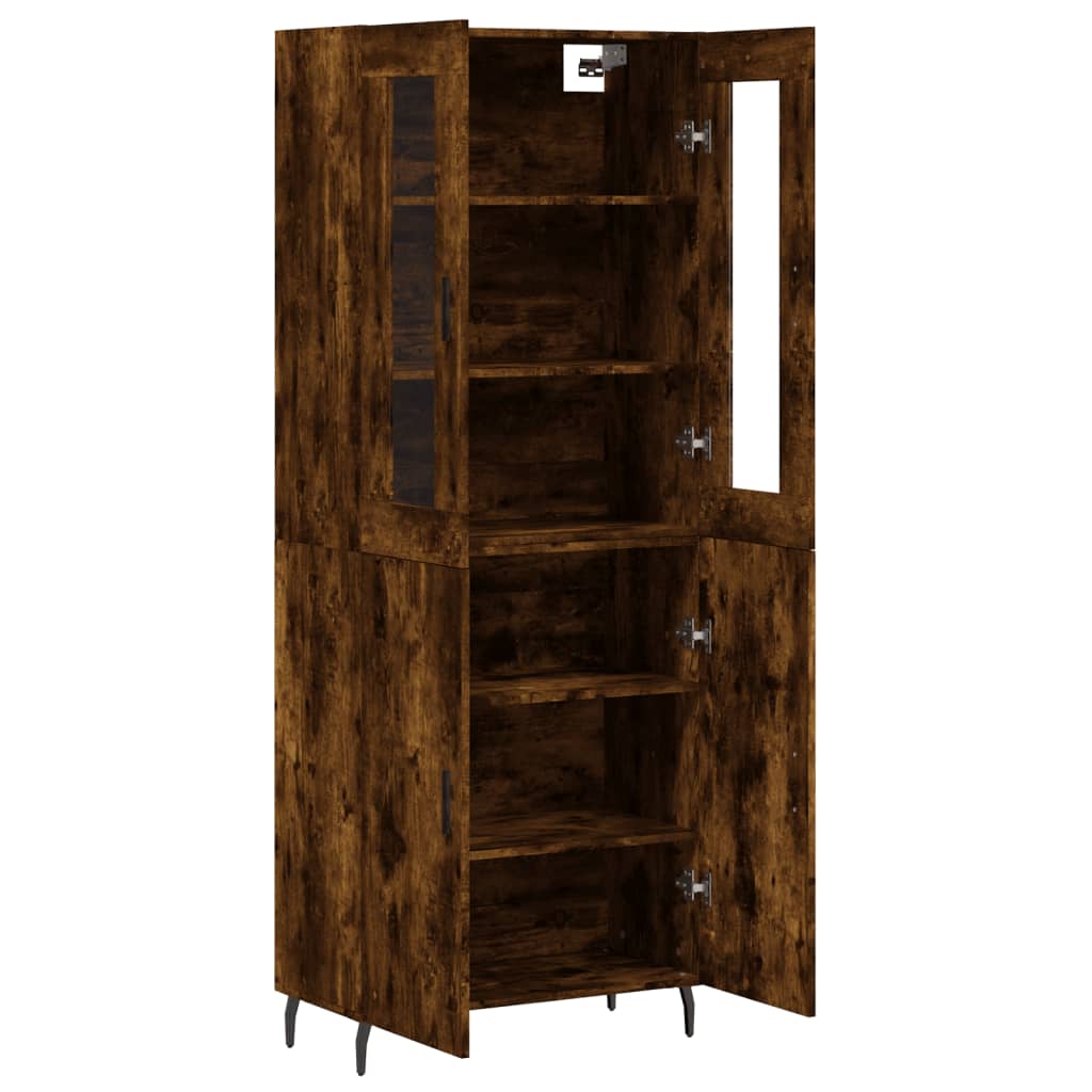 Hoge kast 69,5x34x180 cm bewerkt hout gerookt eikenkleurig is nu te koop bij PeponiXL, paradijselijk wonen!