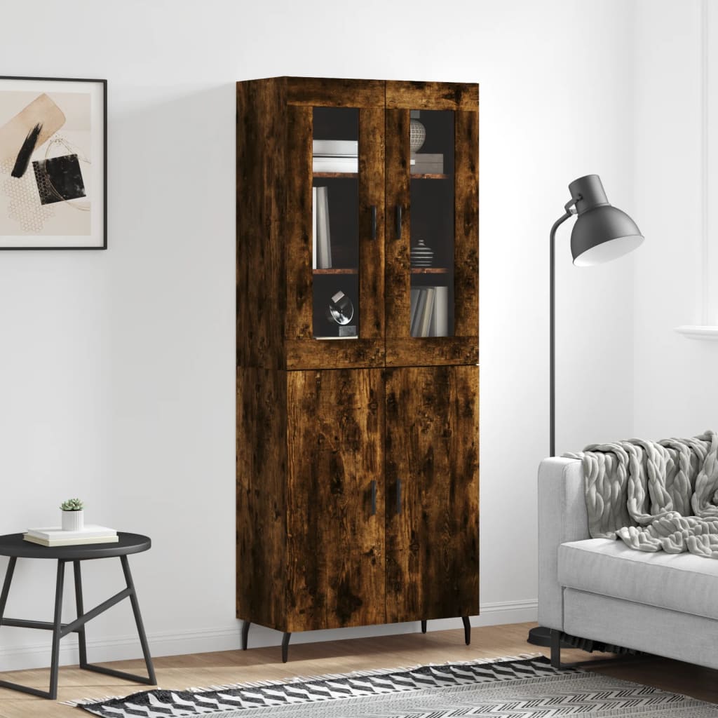 Hoge kast 69,5x34x180 cm bewerkt hout gerookt eikenkleurig is nu te koop bij PeponiXL, paradijselijk wonen!