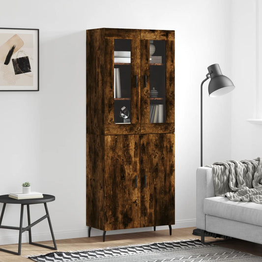 Hoge kast 69,5x34x180 cm bewerkt hout gerookt eikenkleurig is nu te koop bij PeponiXL, paradijselijk wonen!