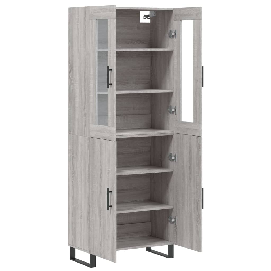 Hoge kast 69,5x34x180 cm bewerkt hout grijs sonoma eikenkleurig is nu te koop bij PeponiXL, paradijselijk wonen!