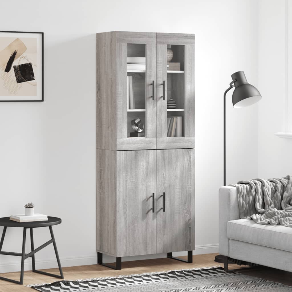 Hoge kast 69,5x34x180 cm bewerkt hout grijs sonoma eikenkleurig is nu te koop bij PeponiXL, paradijselijk wonen!