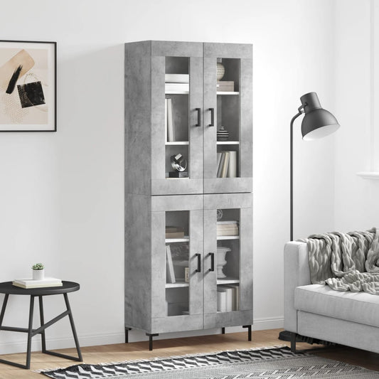 Hoge kast 69,5x34x180 cm bewerkt hout betongrijs is nu te koop bij PeponiXL, paradijselijk wonen!