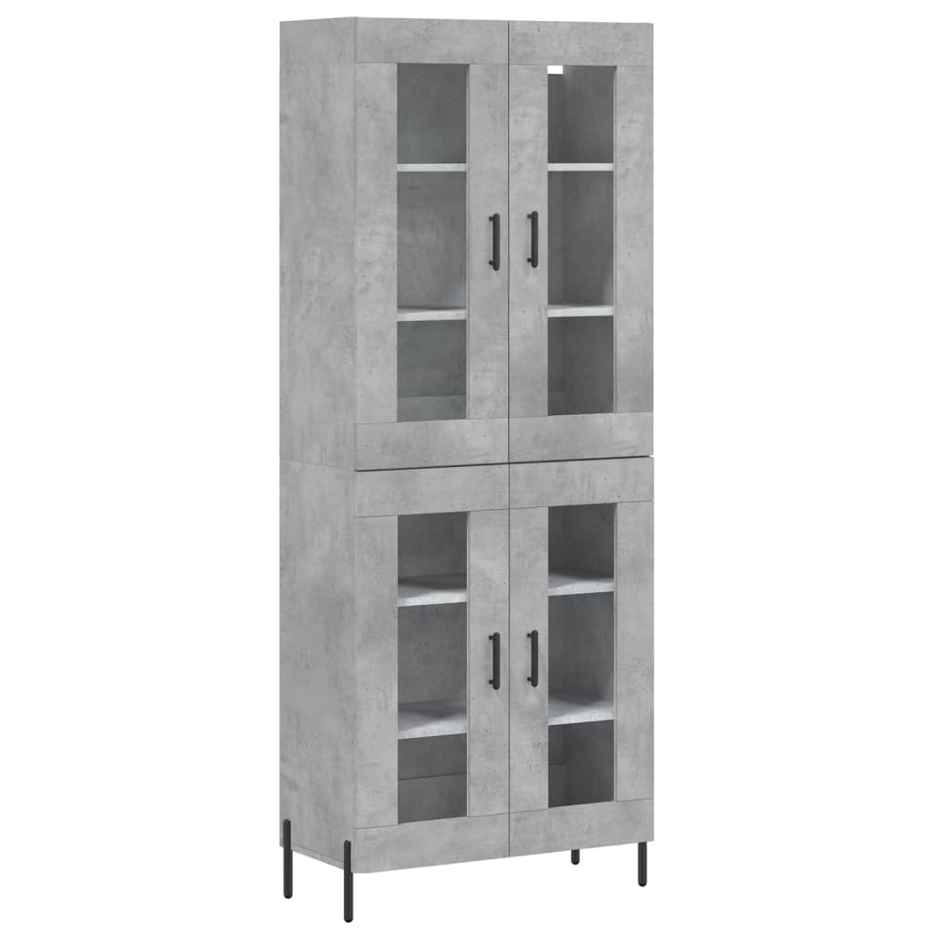 Hoge kast 69,5x34x180 cm bewerkt hout betongrijs is nu te koop bij PeponiXL, paradijselijk wonen!
