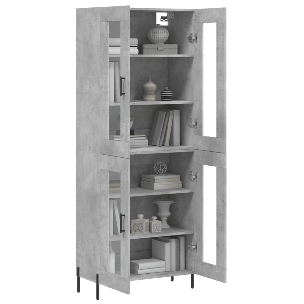 Hoge kast 69,5x34x180 cm bewerkt hout betongrijs is nu te koop bij PeponiXL, paradijselijk wonen!
