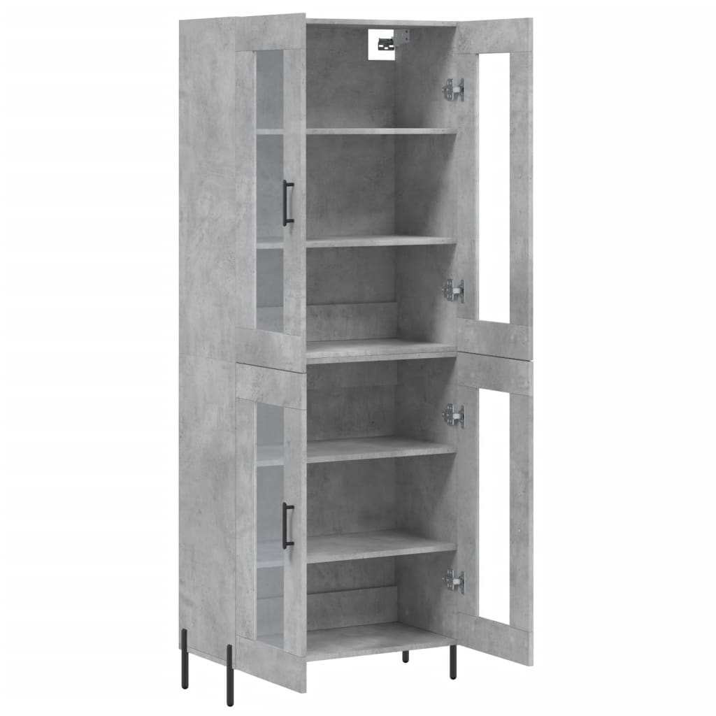 Hoge kast 69,5x34x180 cm bewerkt hout betongrijs is nu te koop bij PeponiXL, paradijselijk wonen!