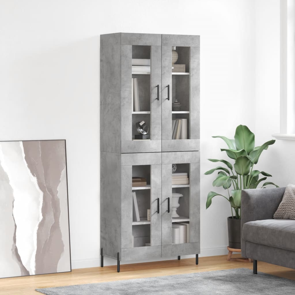 Hoge kast 69,5x34x180 cm bewerkt hout betongrijs is nu te koop bij PeponiXL, paradijselijk wonen!