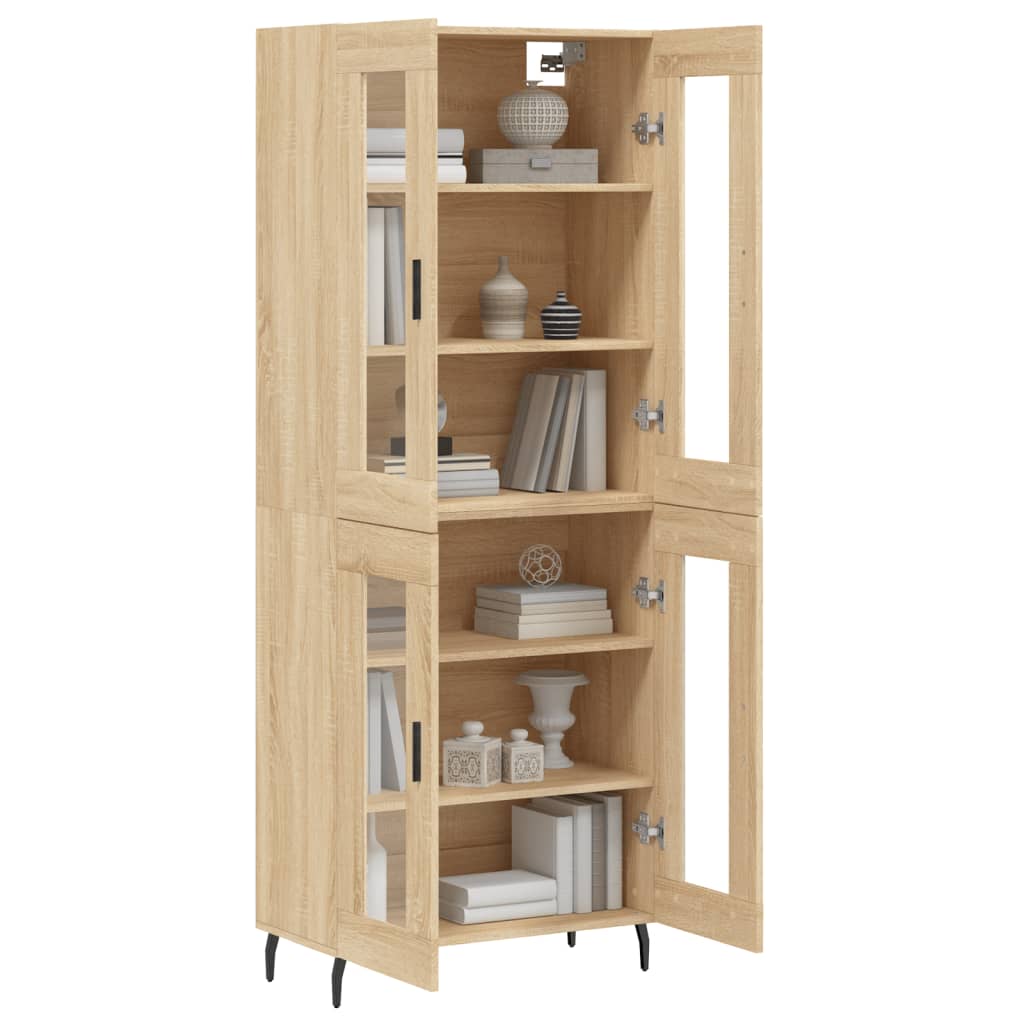 Hoge kast 69,5x34x180 cm bewerkt hout sonoma eikenkleurig is nu te koop bij PeponiXL, paradijselijk wonen!