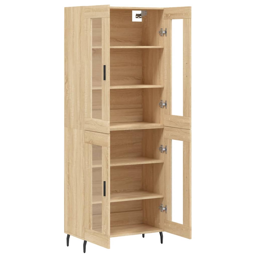 Hoge kast 69,5x34x180 cm bewerkt hout sonoma eikenkleurig is nu te koop bij PeponiXL, paradijselijk wonen!