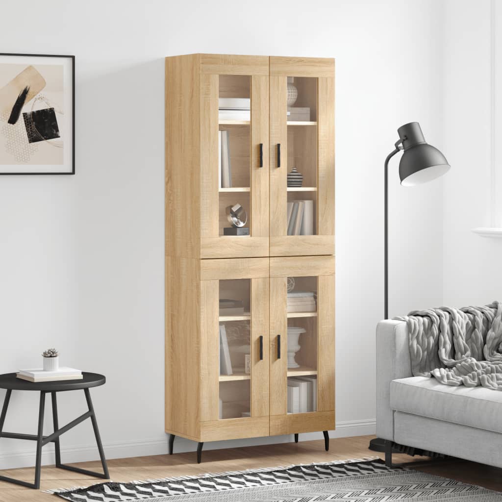 Hoge kast 69,5x34x180 cm bewerkt hout sonoma eikenkleurig is nu te koop bij PeponiXL, paradijselijk wonen!