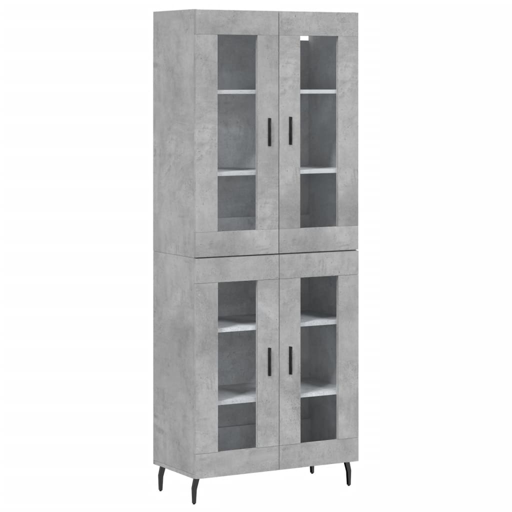 Hoge kast 69,5x34x180 cm bewerkt hout betongrijs is nu te koop bij PeponiXL, paradijselijk wonen!