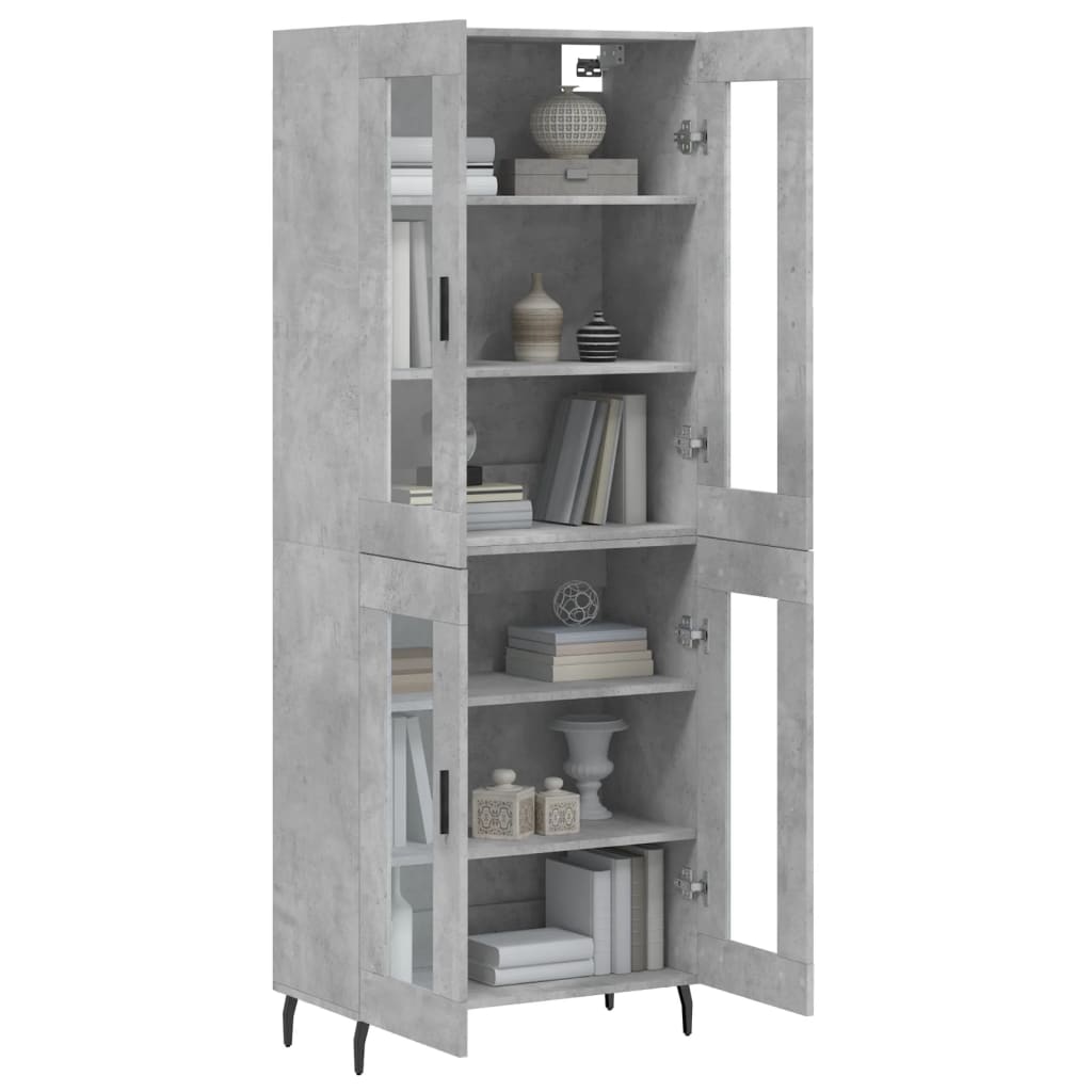 Hoge kast 69,5x34x180 cm bewerkt hout betongrijs is nu te koop bij PeponiXL, paradijselijk wonen!