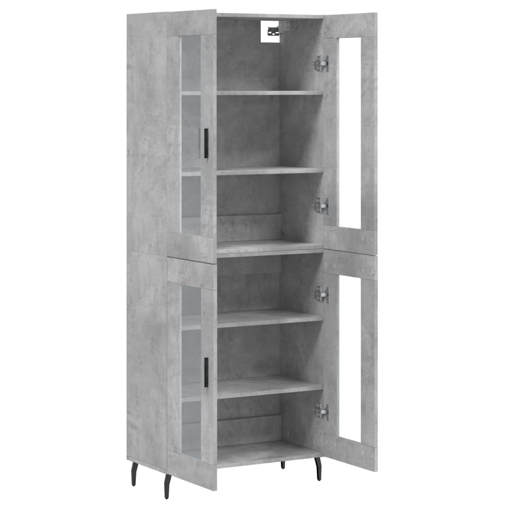 Hoge kast 69,5x34x180 cm bewerkt hout betongrijs is nu te koop bij PeponiXL, paradijselijk wonen!
