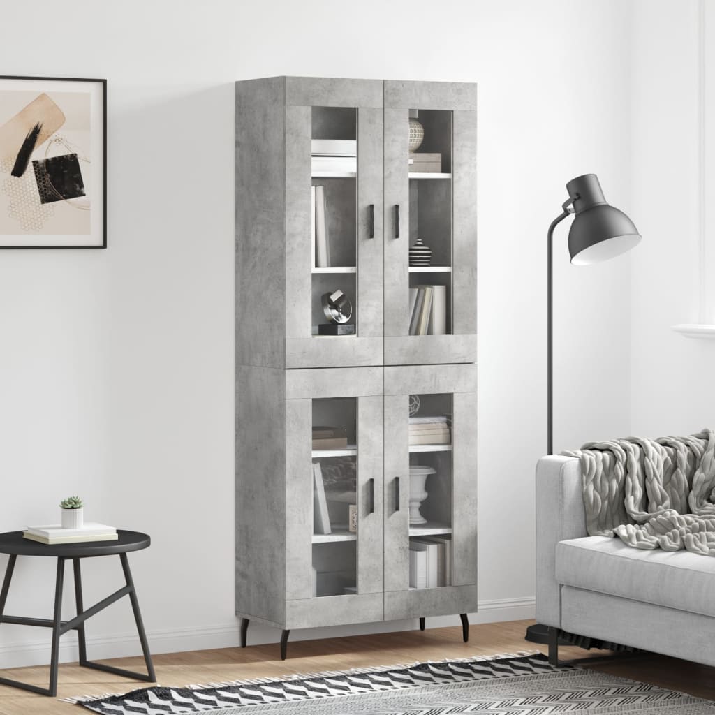 Hoge kast 69,5x34x180 cm bewerkt hout betongrijs is nu te koop bij PeponiXL, paradijselijk wonen!