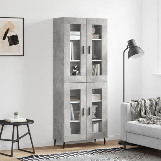 Hoge kast 69,5x34x180 cm bewerkt hout betongrijs is nu te koop bij PeponiXL, paradijselijk wonen!