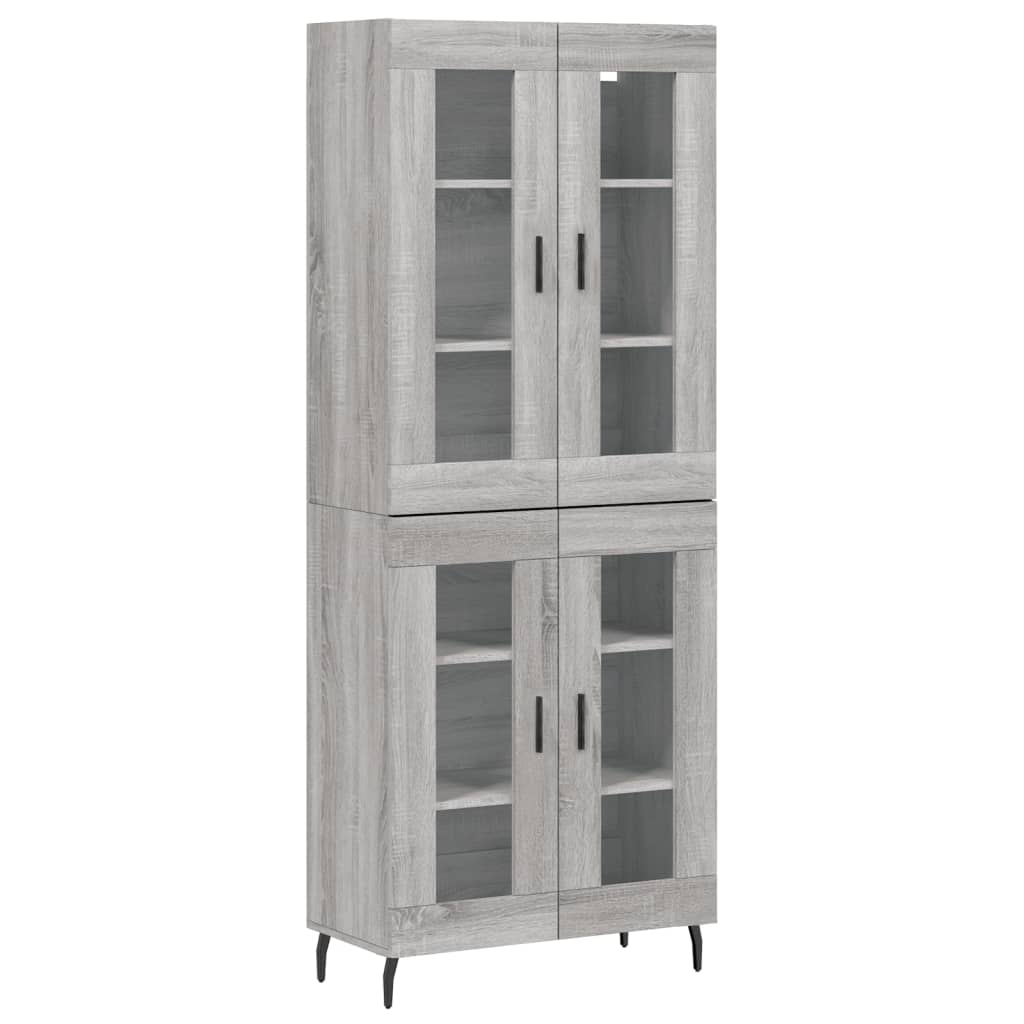 Hoge kast 69,5x34x180 cm bewerkt hout grijs sonoma eikenkleurig is nu te koop bij PeponiXL, paradijselijk wonen!