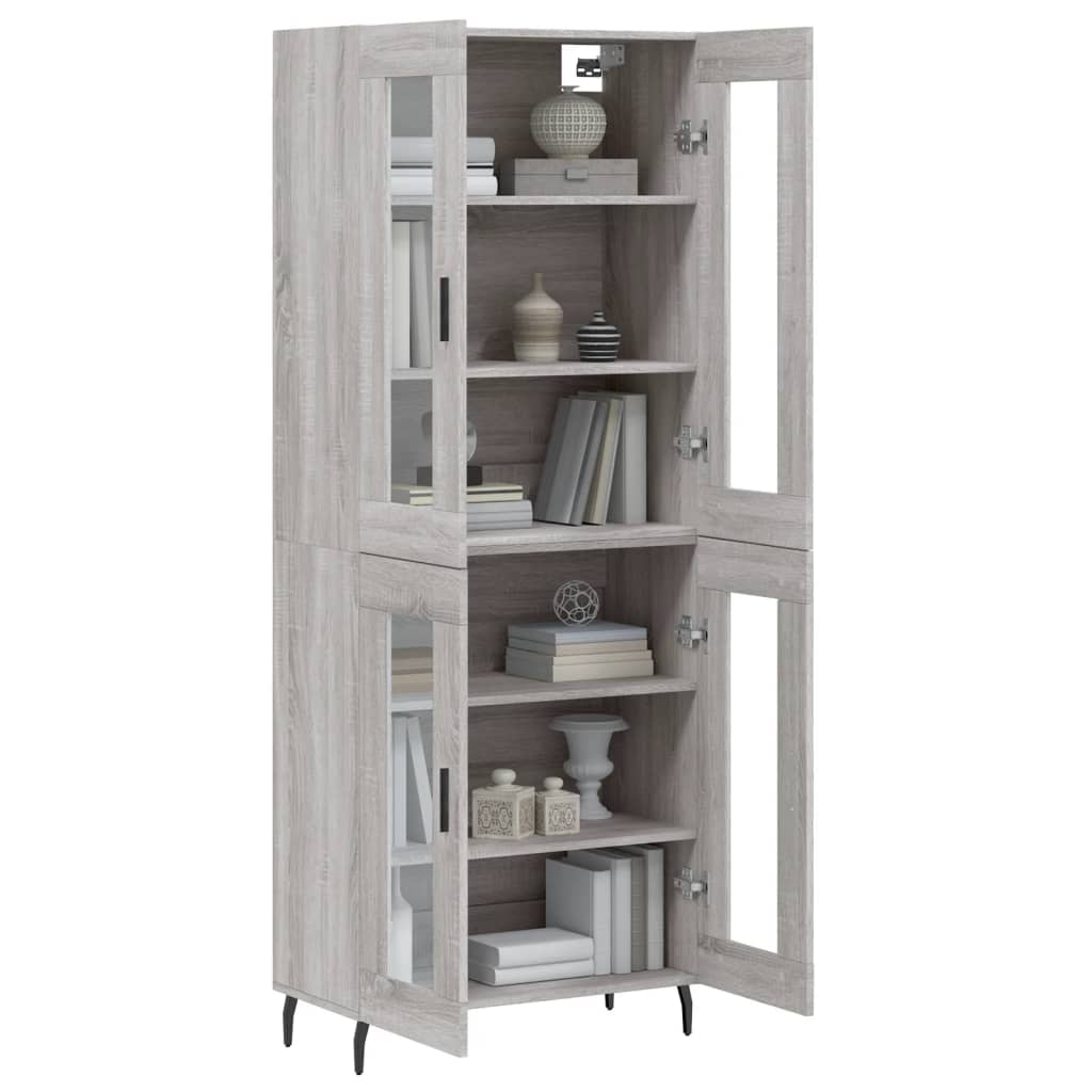 Hoge kast 69,5x34x180 cm bewerkt hout grijs sonoma eikenkleurig is nu te koop bij PeponiXL, paradijselijk wonen!