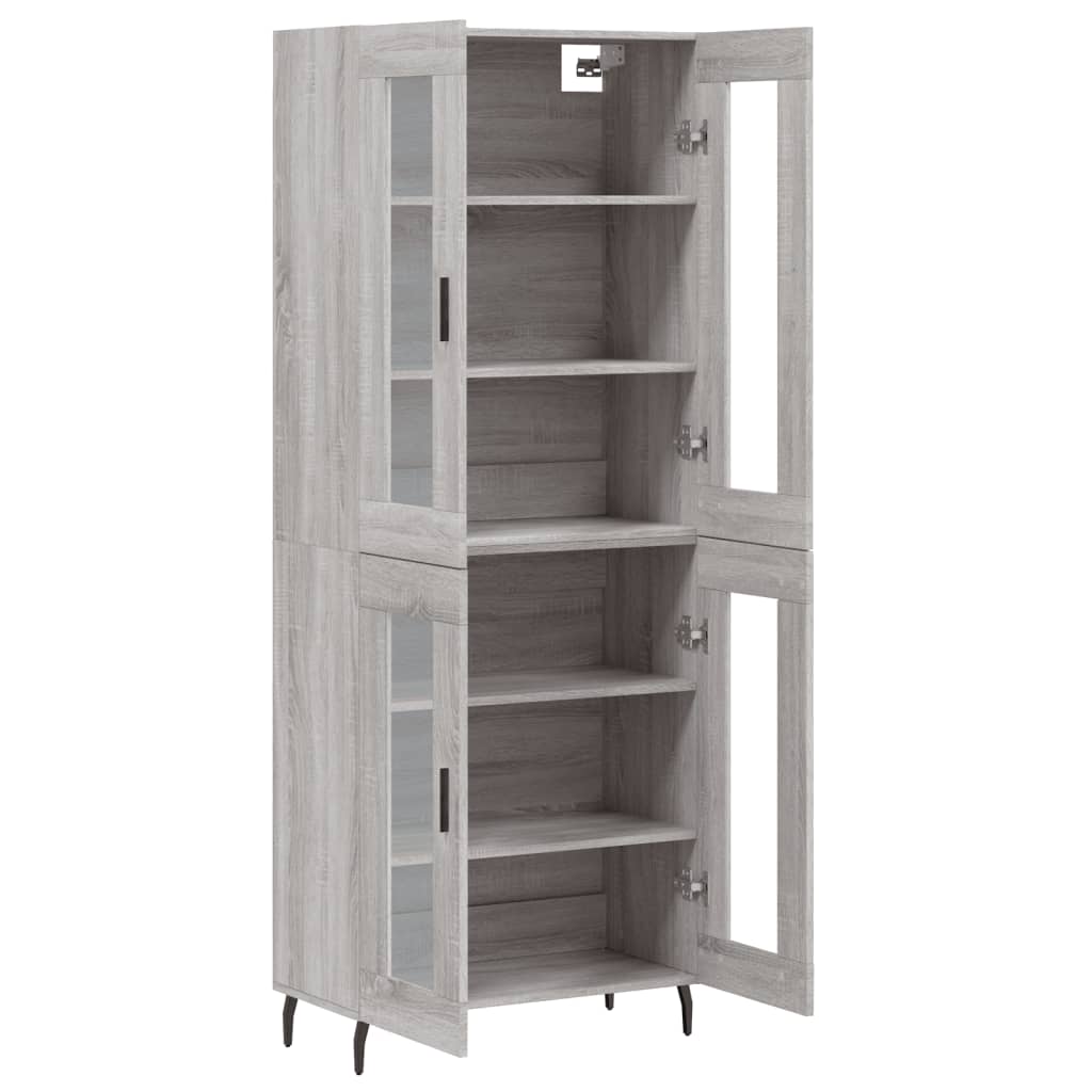 Hoge kast 69,5x34x180 cm bewerkt hout grijs sonoma eikenkleurig is nu te koop bij PeponiXL, paradijselijk wonen!