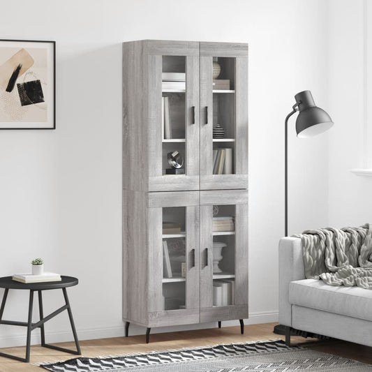Hoge kast 69,5x34x180 cm bewerkt hout grijs sonoma eikenkleurig is nu te koop bij PeponiXL, paradijselijk wonen!