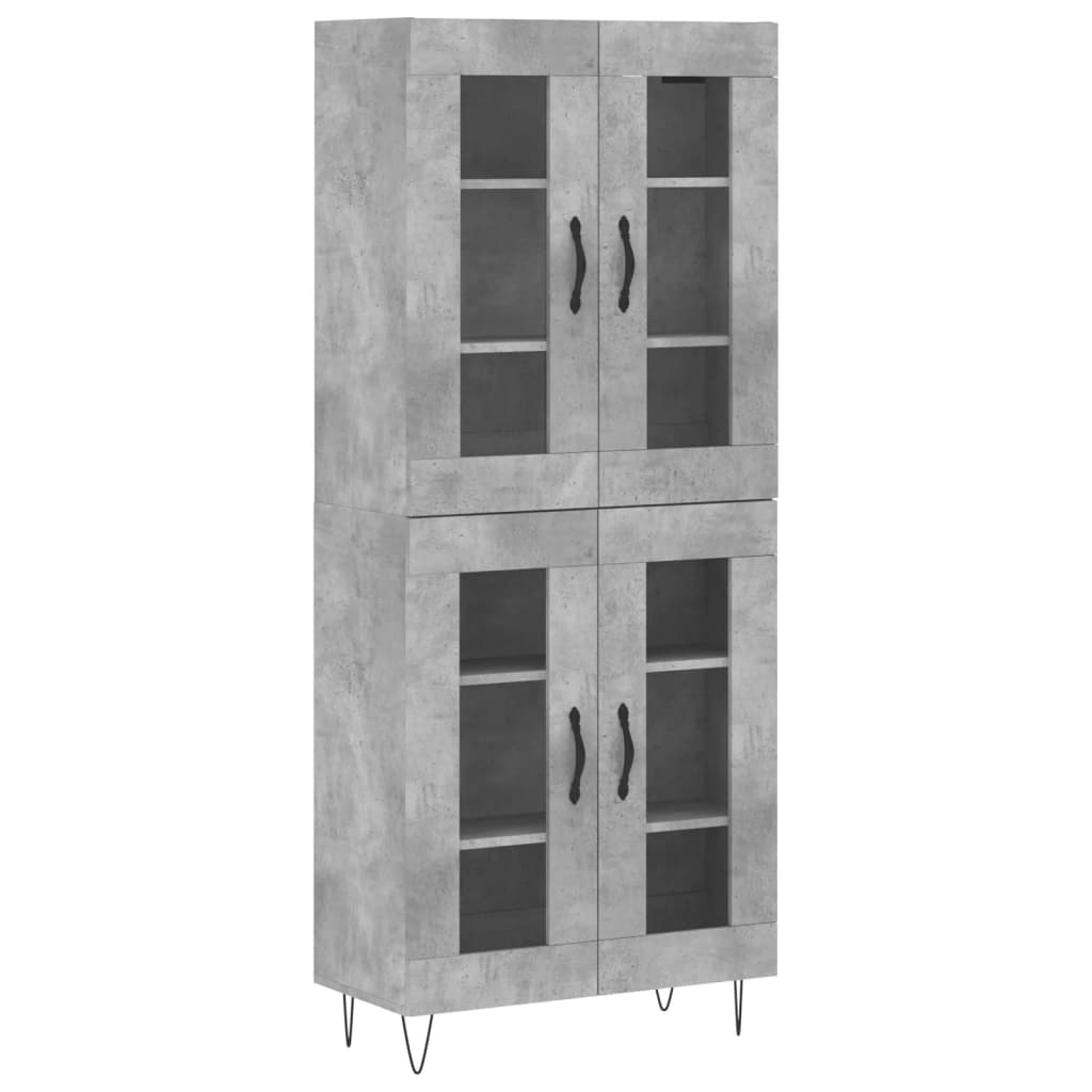 Hoge kast 69,5x34x180 cm bewerkt hout betongrijs is nu te koop bij PeponiXL, paradijselijk wonen!