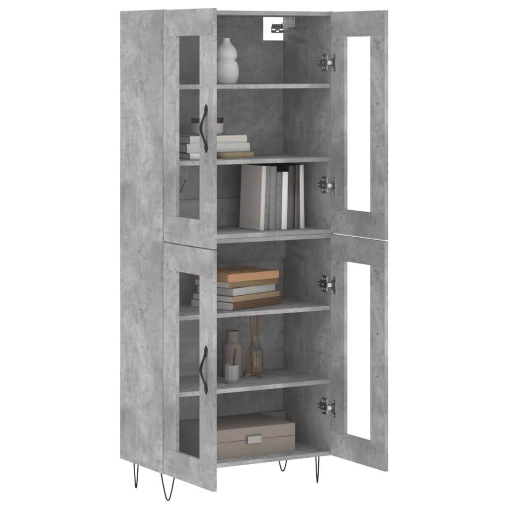 Hoge kast 69,5x34x180 cm bewerkt hout betongrijs is nu te koop bij PeponiXL, paradijselijk wonen!
