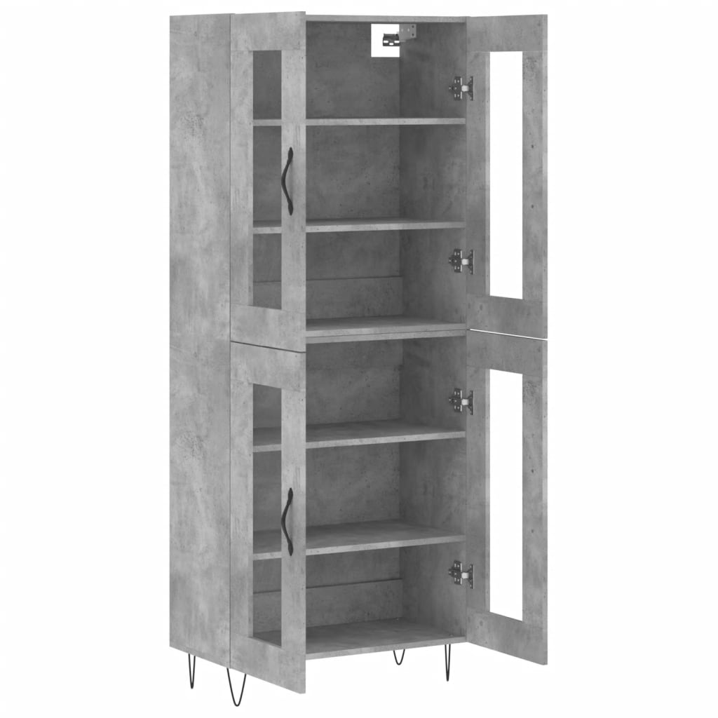 Hoge kast 69,5x34x180 cm bewerkt hout betongrijs is nu te koop bij PeponiXL, paradijselijk wonen!