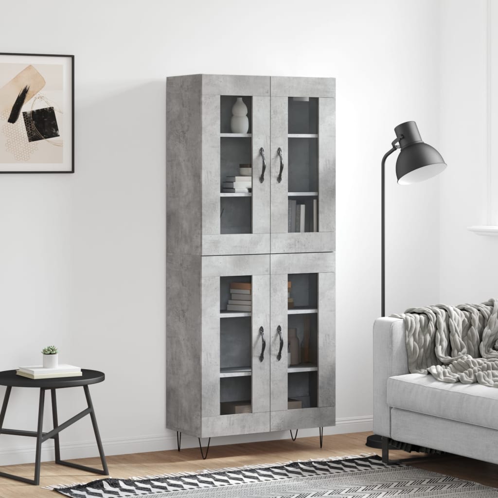 Hoge kast 69,5x34x180 cm bewerkt hout betongrijs is nu te koop bij PeponiXL, paradijselijk wonen!