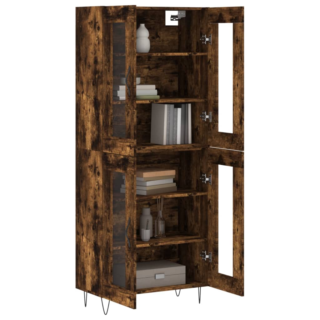 Hoge kast 69,5x34x180 cm bewerkt hout gerookt eikenkleurig is nu te koop bij PeponiXL, paradijselijk wonen!