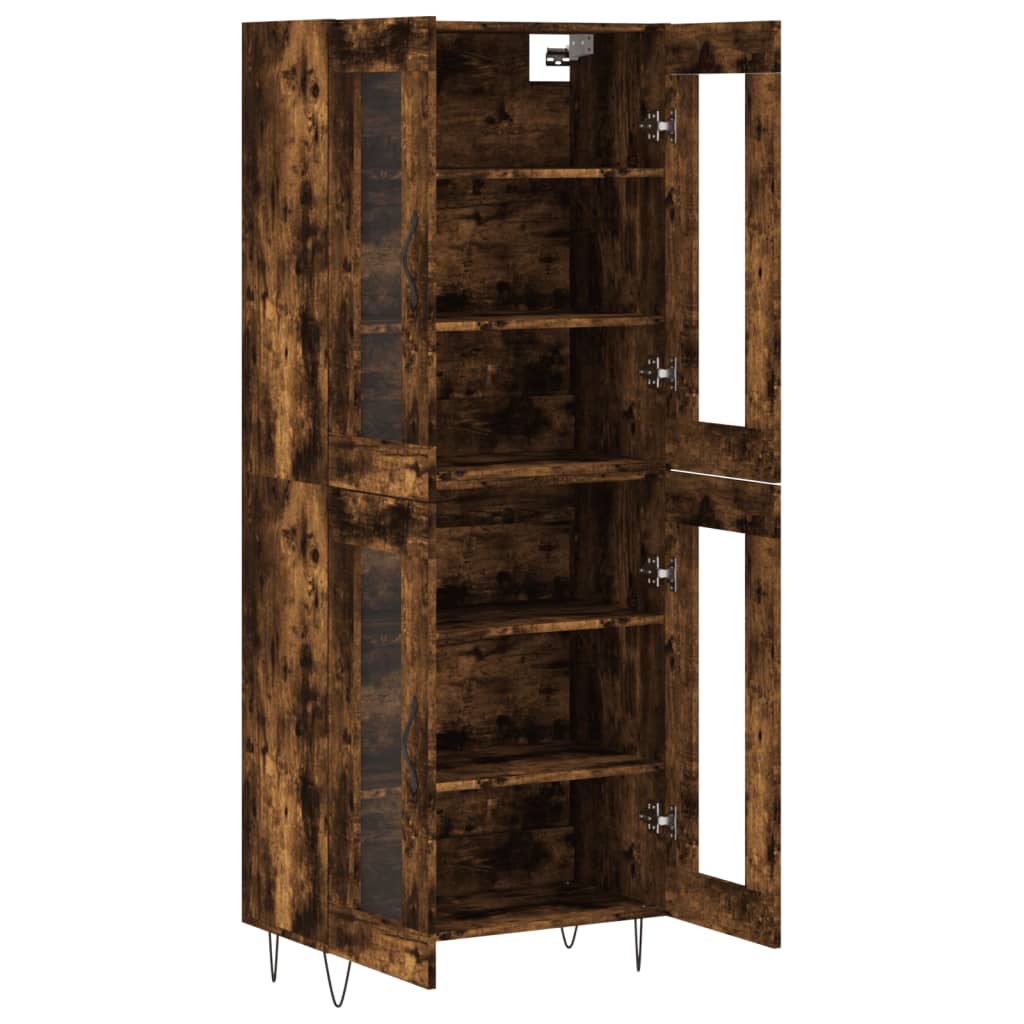 Hoge kast 69,5x34x180 cm bewerkt hout gerookt eikenkleurig is nu te koop bij PeponiXL, paradijselijk wonen!