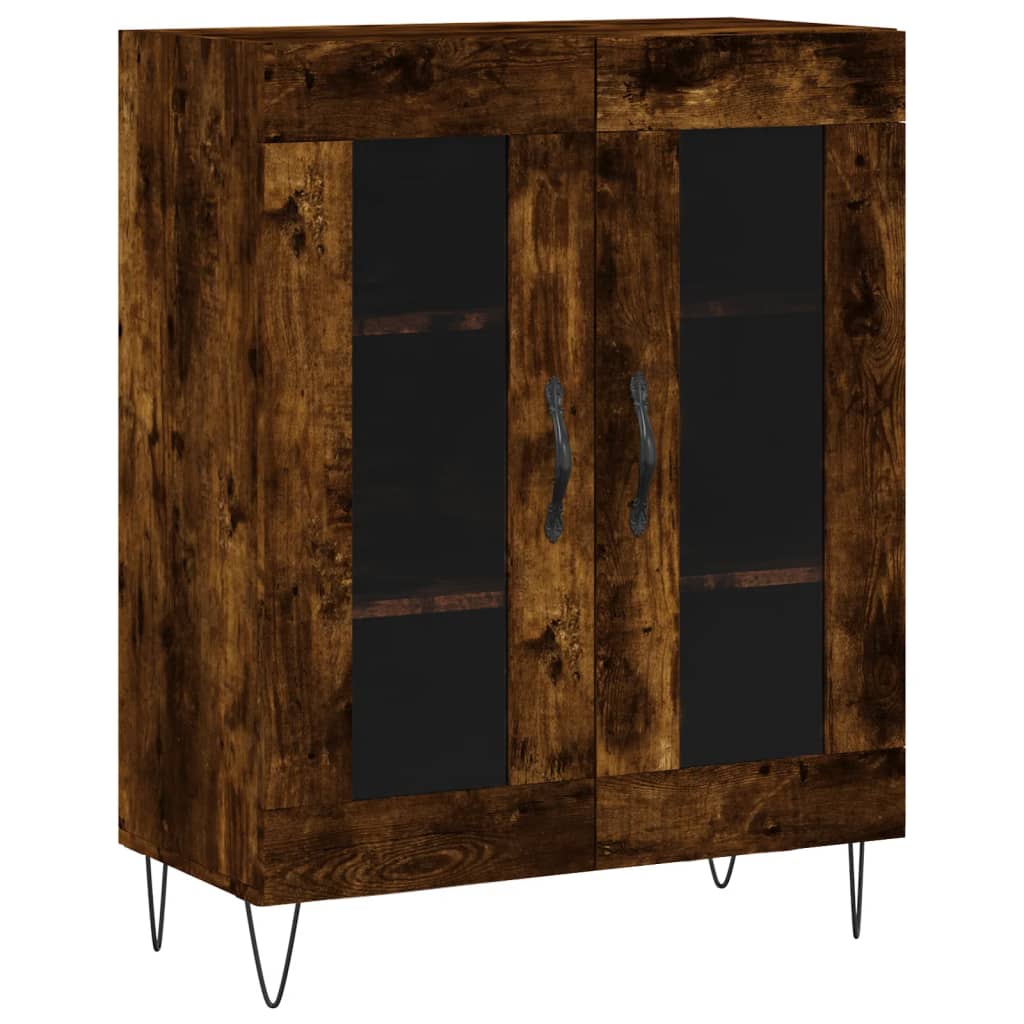 Hoge kast 69,5x34x180 cm bewerkt hout gerookt eikenkleurig is nu te koop bij PeponiXL, paradijselijk wonen!