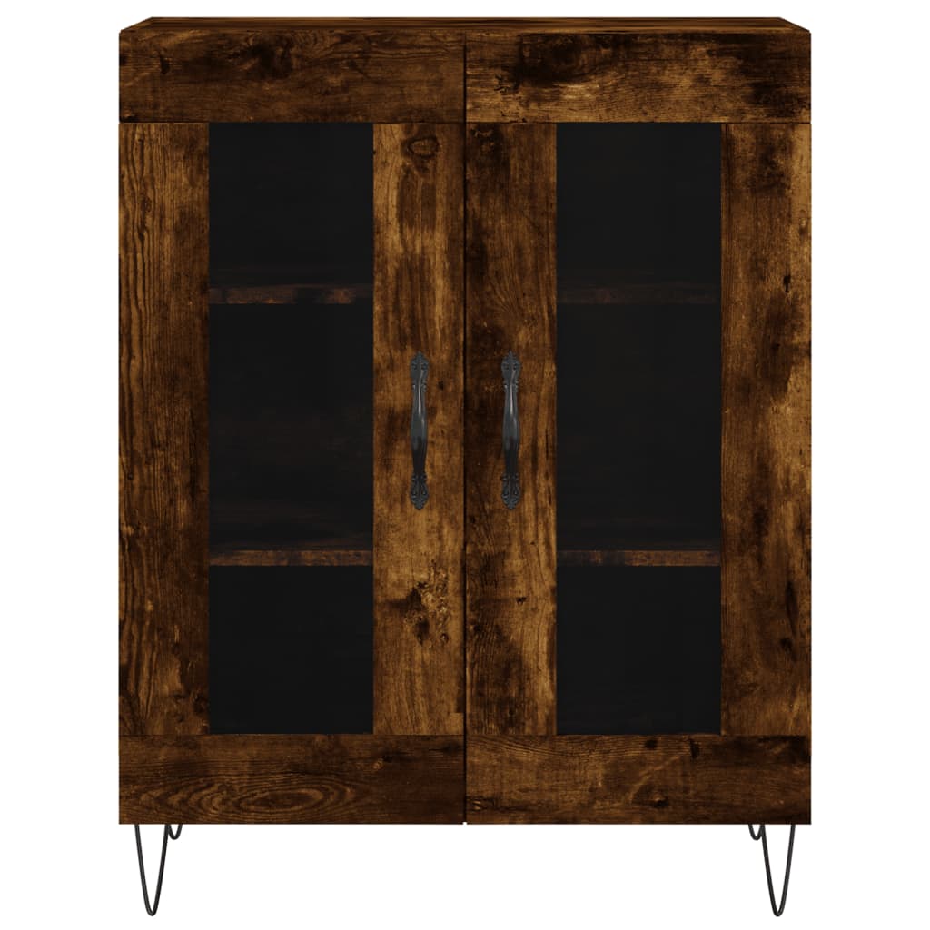 Hoge kast 69,5x34x180 cm bewerkt hout gerookt eikenkleurig is nu te koop bij PeponiXL, paradijselijk wonen!