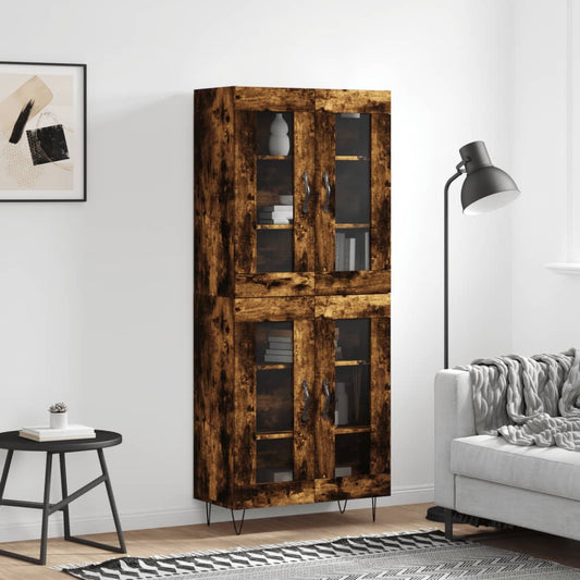 Hoge kast 69,5x34x180 cm bewerkt hout gerookt eikenkleurig is nu te koop bij PeponiXL, paradijselijk wonen!