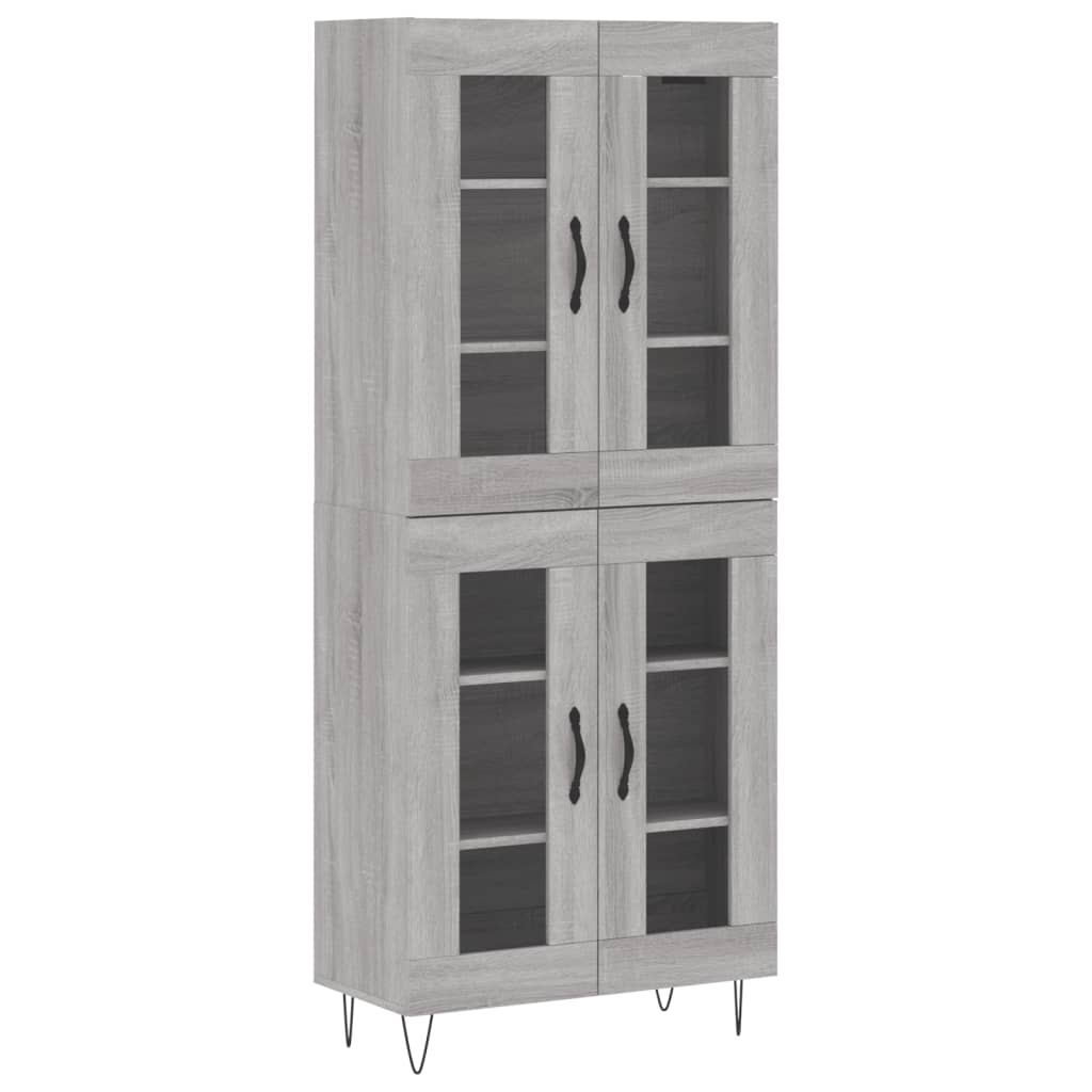 Hoge kast 69,5x34x180 cm bewerkt hout grijs sonoma eikenkleurig is nu te koop bij PeponiXL, paradijselijk wonen!