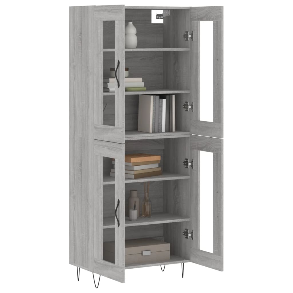 Hoge kast 69,5x34x180 cm bewerkt hout grijs sonoma eikenkleurig is nu te koop bij PeponiXL, paradijselijk wonen!