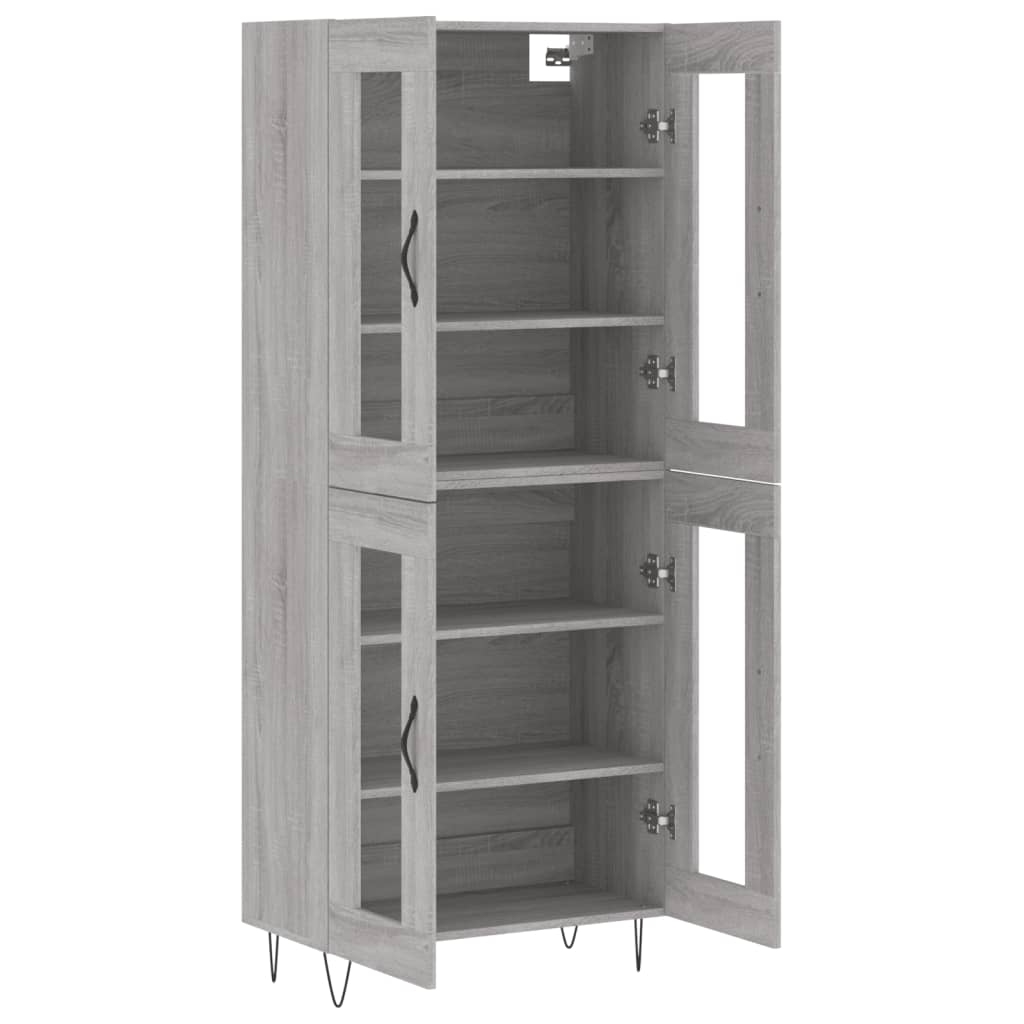 Hoge kast 69,5x34x180 cm bewerkt hout grijs sonoma eikenkleurig is nu te koop bij PeponiXL, paradijselijk wonen!
