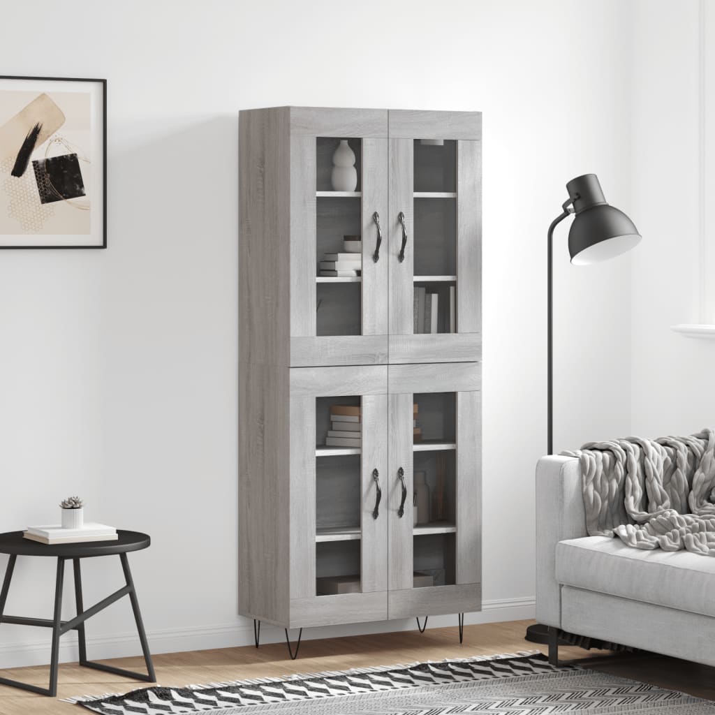 Hoge kast 69,5x34x180 cm bewerkt hout grijs sonoma eikenkleurig is nu te koop bij PeponiXL, paradijselijk wonen!